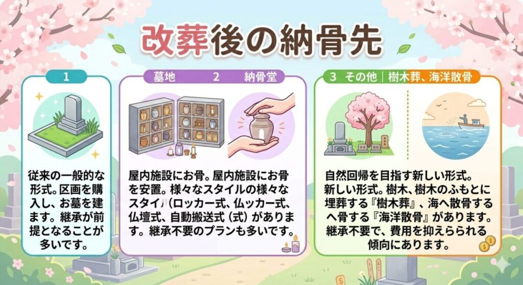 改葬後の納骨先(図解)