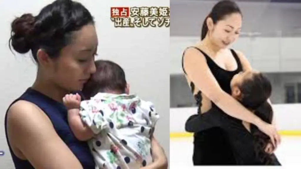 安藤美姫さんと娘のひまわりさん、親子で笑顔の様子