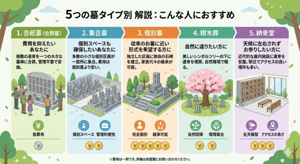 5つのお墓タイプ別:こんな人におすすめ