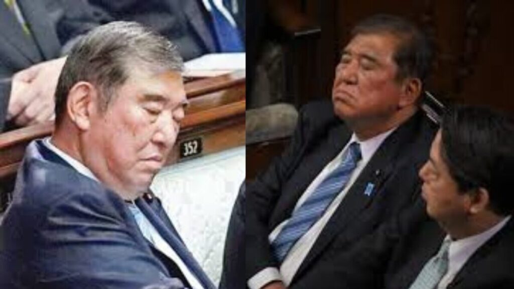 居眠りをする石破茂氏