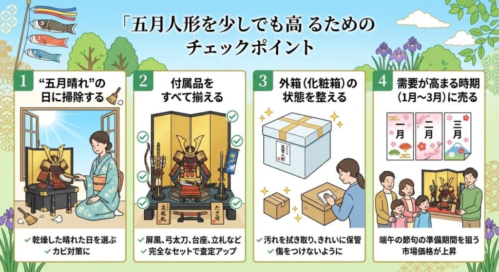 五月人形を少しでも高く売るためのチェックポイント図解