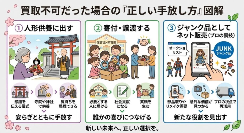 五月人形買取不可だった場合の「正しい手放し方」図解