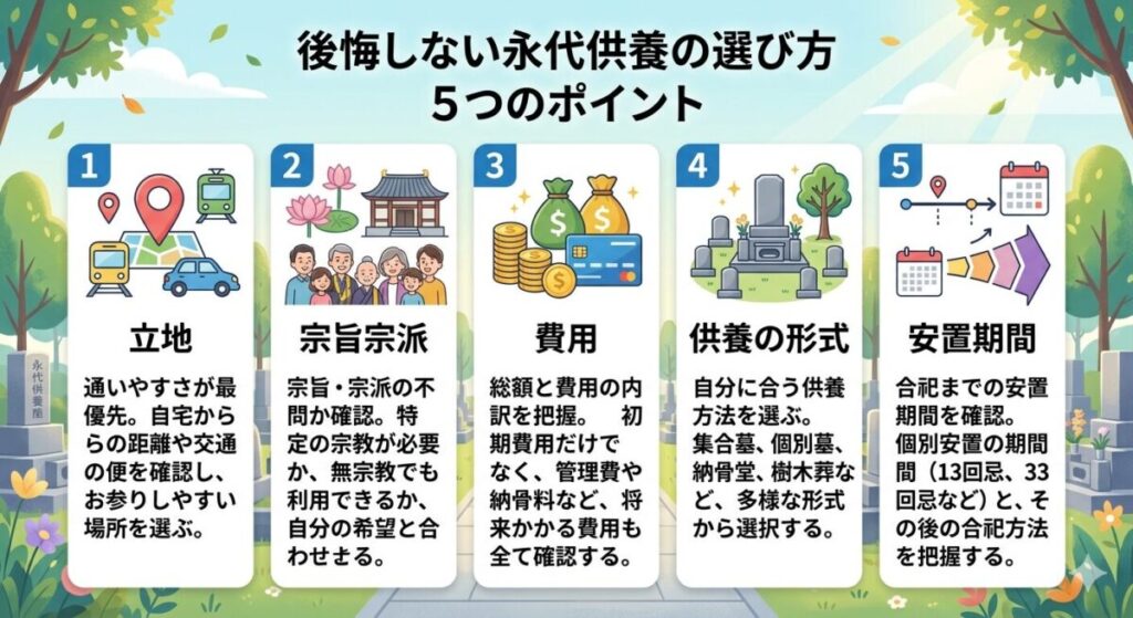 後悔しない永代供養の選び方:5つのポイント図解