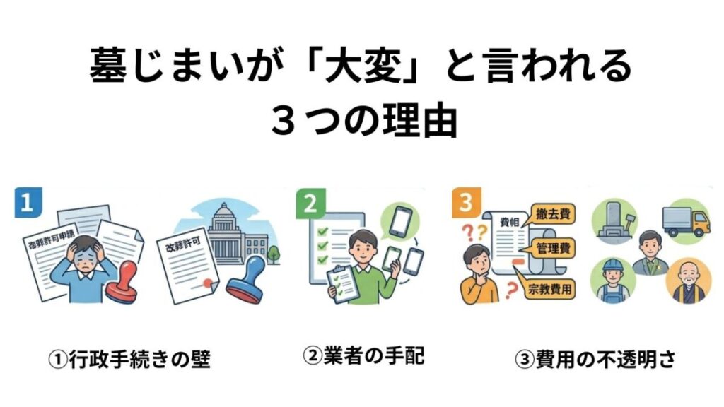 墓じまいが「大変」と言われる3つの理由【図解】