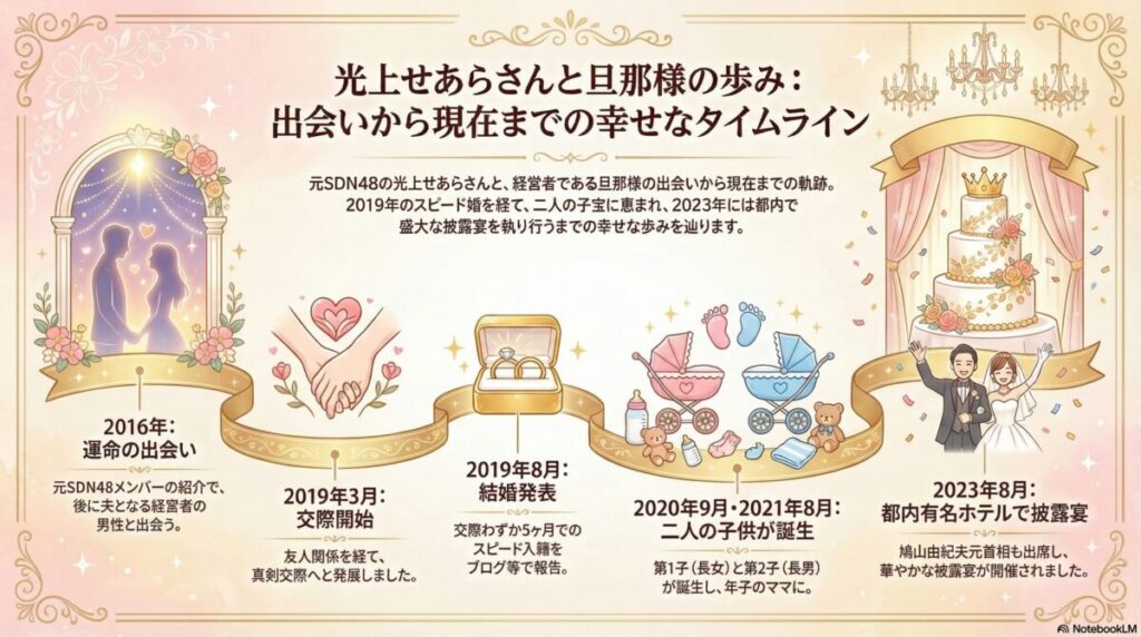 光上せあらと夫の出会いからのタイムライン