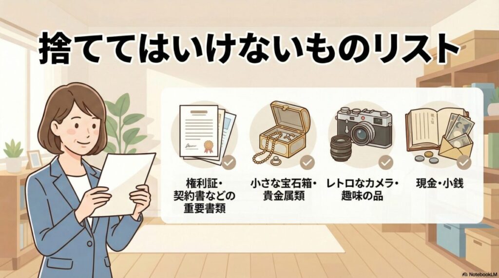 【遺品整理士が解説】実家の片付けで捨ててはいけないものリスト|9年の現場経験でわかった「お宝」の見極め方のアイキャッチ画像