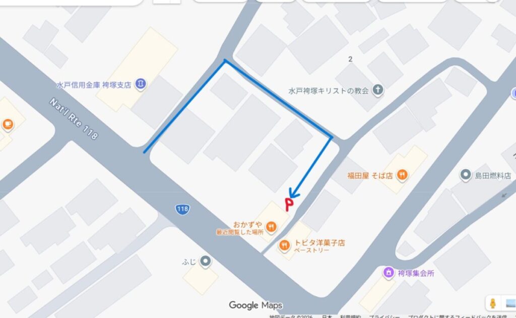 おかずや（水戸）のグーグルマップ