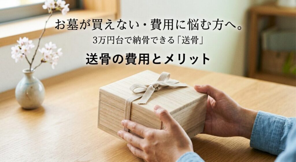 お墓が買えない・費用に悩む方へ。3万円台で納骨できる「送骨」の費用とメリットのアイキャッチ画像
